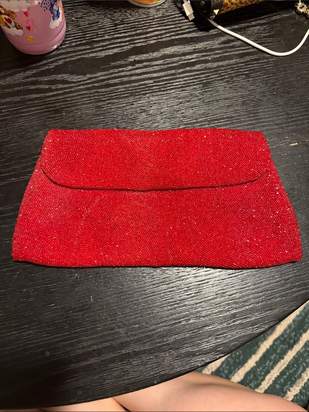 VintageRed Beaded Evening Clutch - Women's Bag